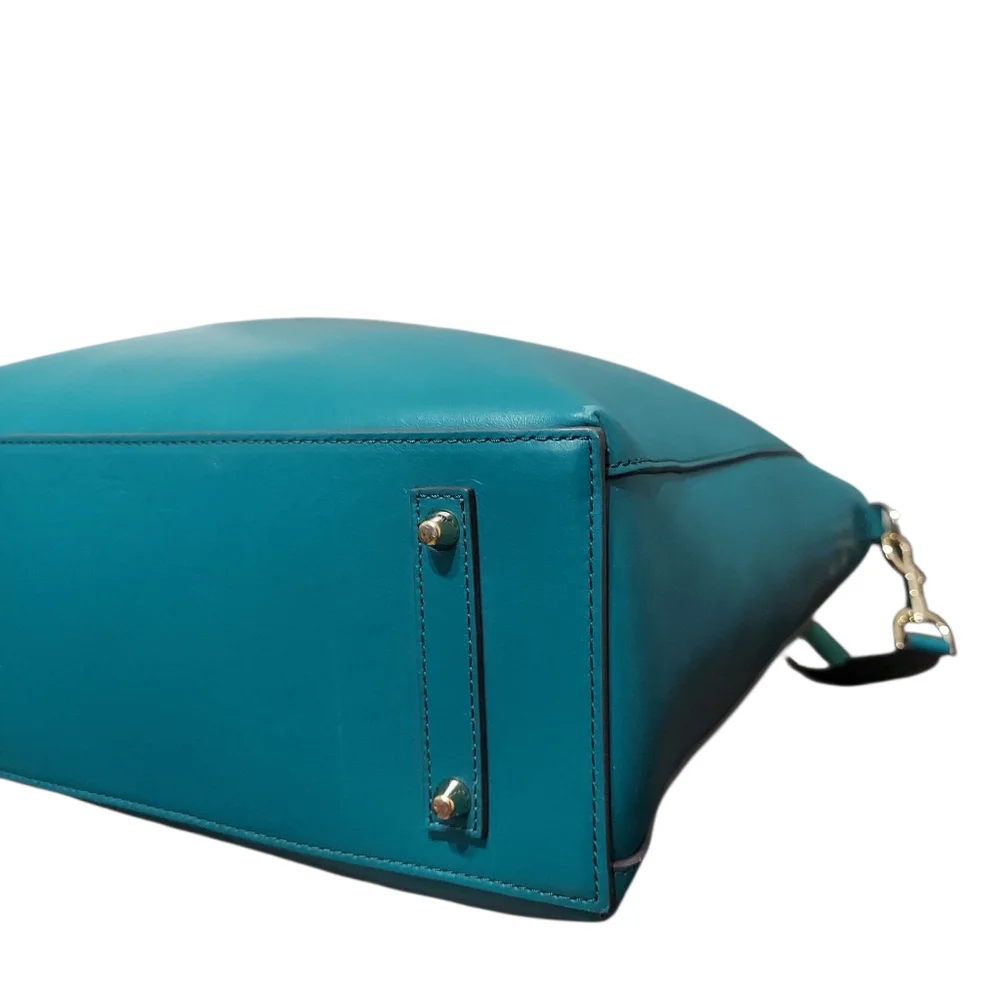 Anya Hindmarch Teal Smile Perforated Leather Tote